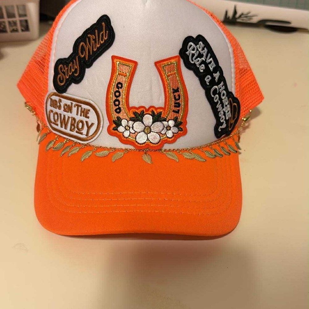 Orange and White Patch Women's Cowboy Hat
